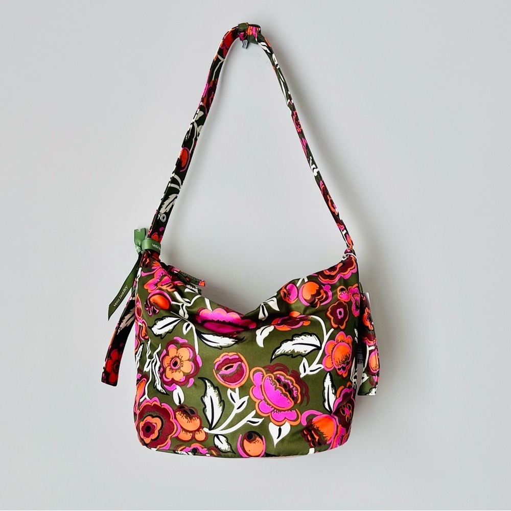 Vera Bradley Astoria Shoulder Bag | Bubbly Flowers Green | Medium